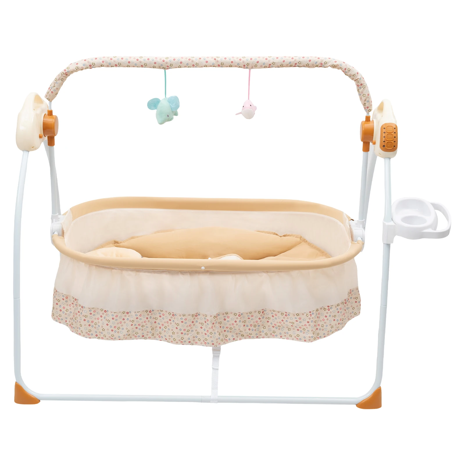 Electric Baby Cradle with Remote Control, Foldable Portable Bassinet with Bluetooth Music & Mosquito Net for 0-18 Months Baby