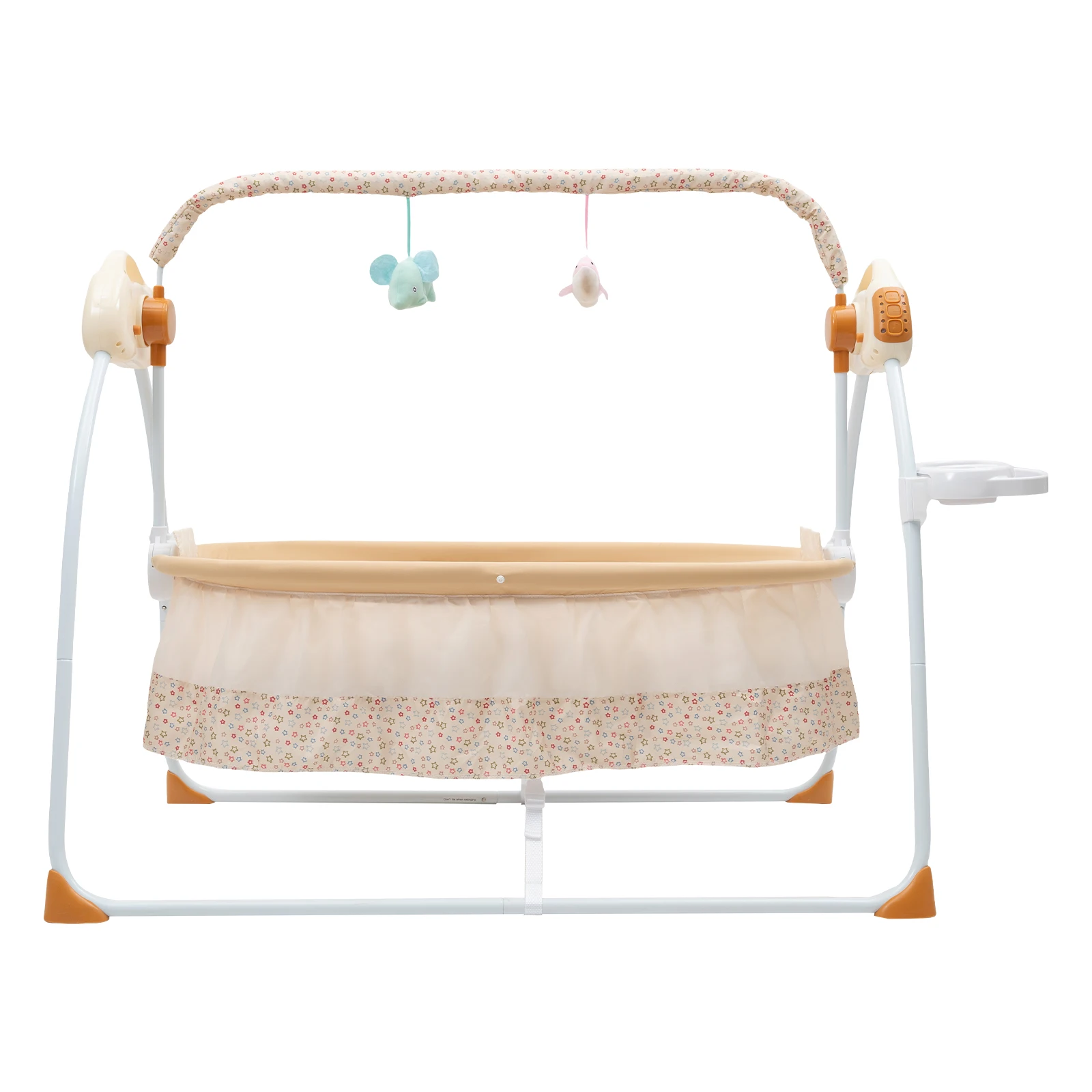 Electric Baby Cradle with Remote Control, Foldable Portable Bassinet with Bluetooth Music & Mosquito Net for 0-18 Months Baby