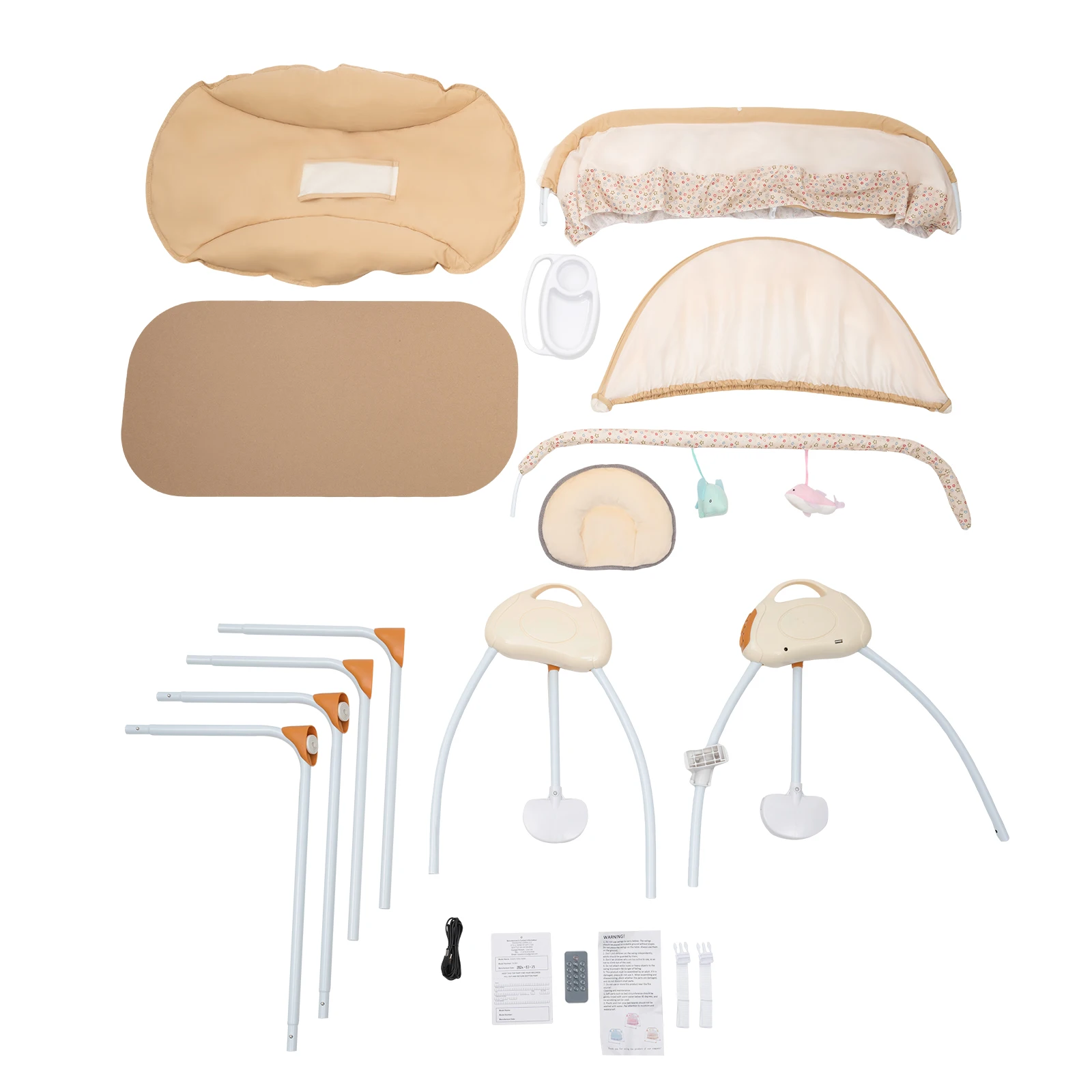 Electric Baby Cradle with Remote Control, Foldable Portable Bassinet with Bluetooth Music & Mosquito Net for 0-18 Months Baby