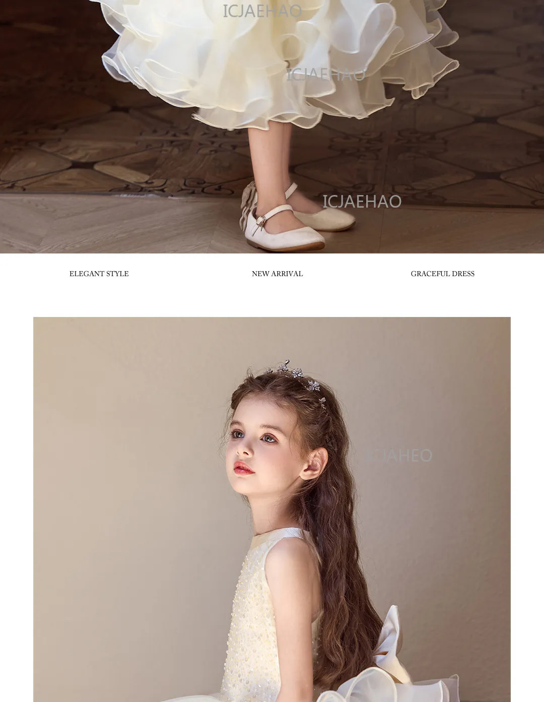 Children Girls Sleeveless Formal Fashion Birthday Party Flower Girl Princess Tutu Champagne Kids Host Piano Performance Costume
