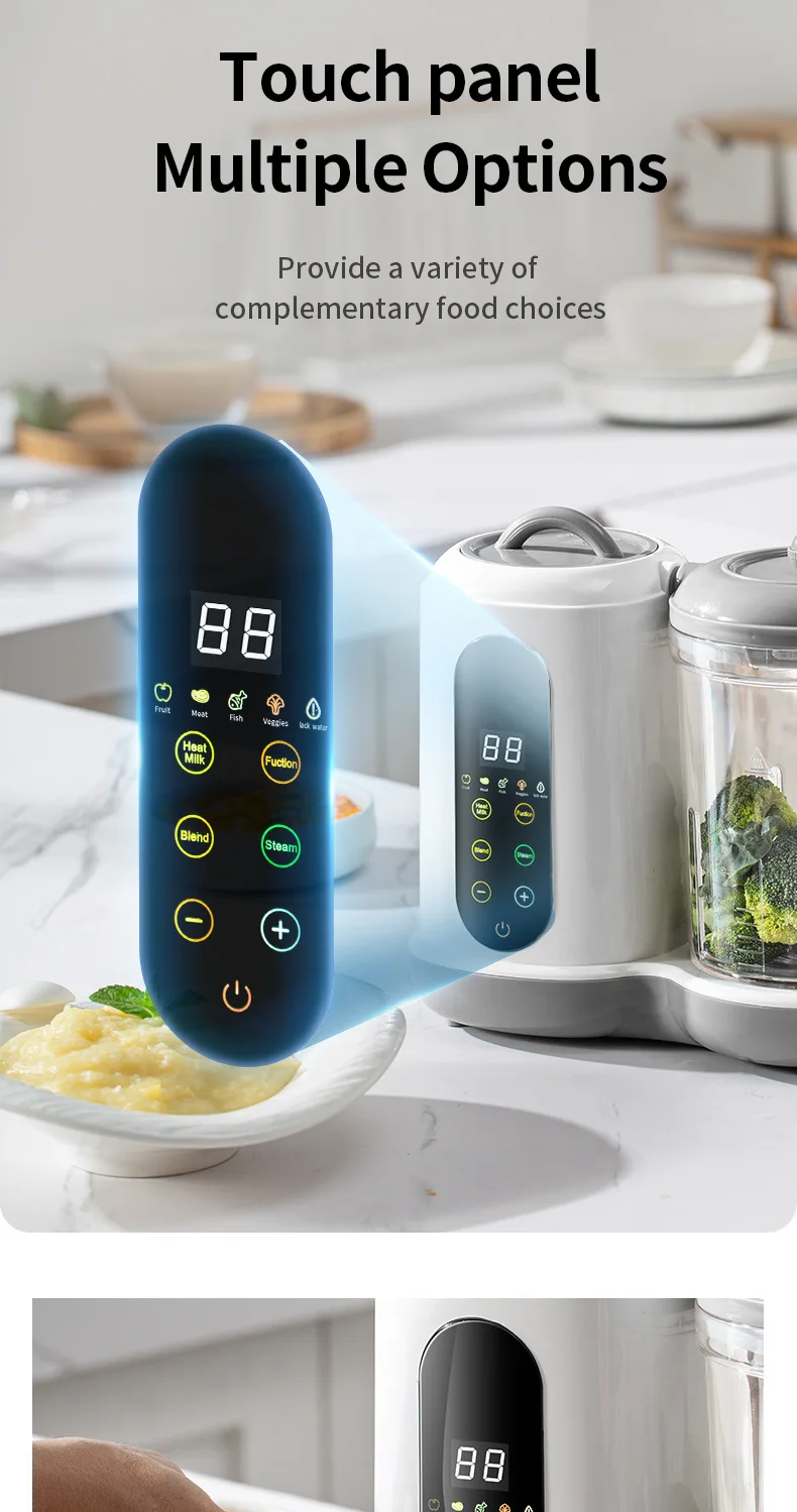 Multifunctional Baby Food Maker Automatic Baby Food Processor Steamer Food Mills Puree Blender Milk Warmer With Temp Display