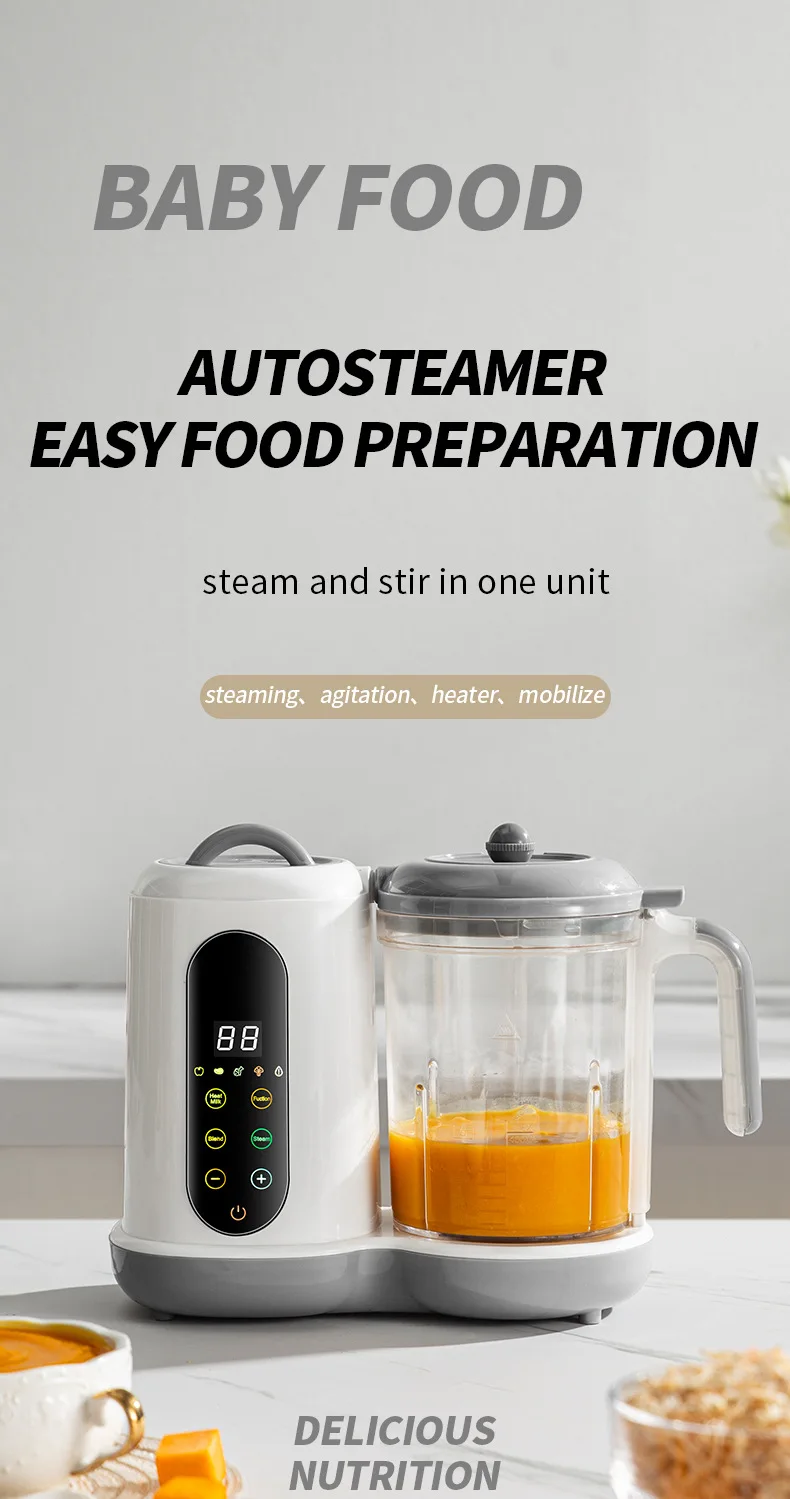 Multifunctional Baby Food Maker Automatic Baby Food Processor Steamer Food Mills Puree Blender Milk Warmer With Temp Display