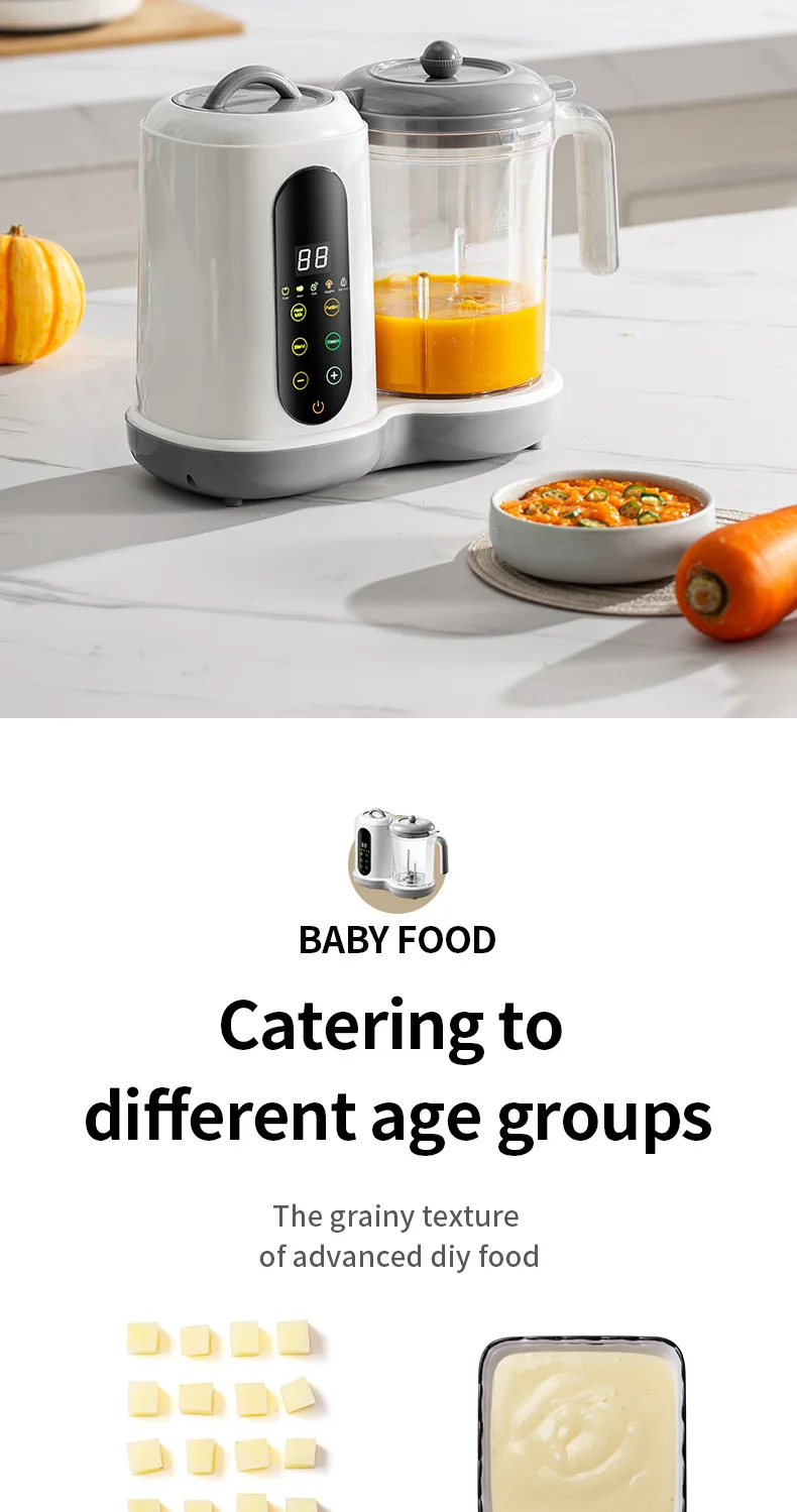 Multifunctional Baby Food Maker Automatic Baby Food Processor Steamer Food Mills Puree Blender Milk Warmer With Temp Display