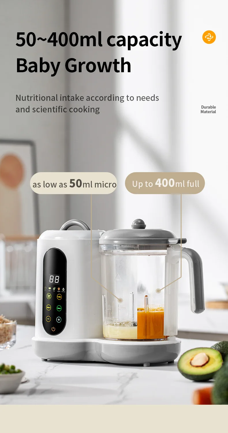 Multifunctional Baby Food Maker Automatic Baby Food Processor Steamer Food Mills Puree Blender Milk Warmer With Temp Display