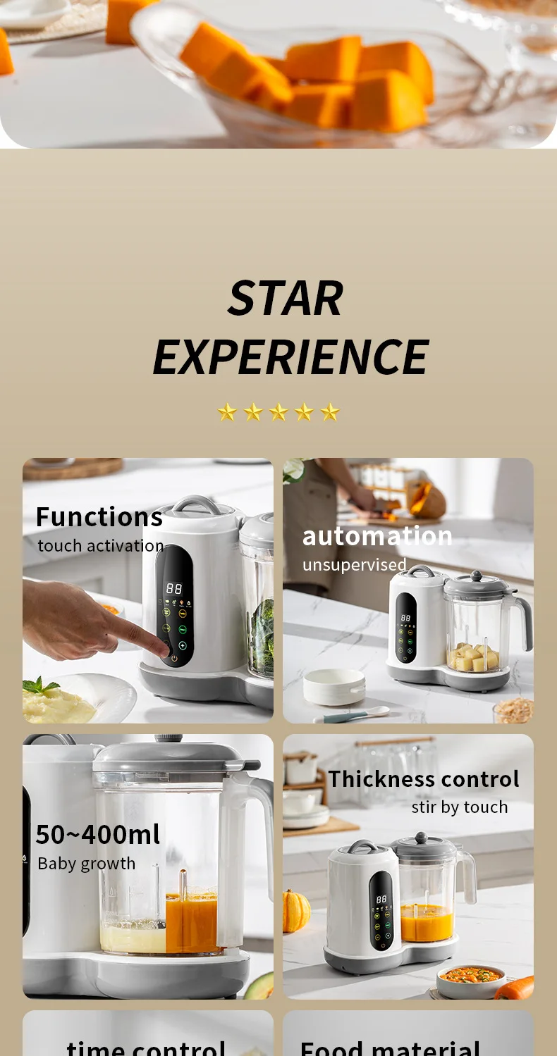 Multifunctional Baby Food Maker Automatic Baby Food Processor Steamer Food Mills Puree Blender Milk Warmer With Temp Display