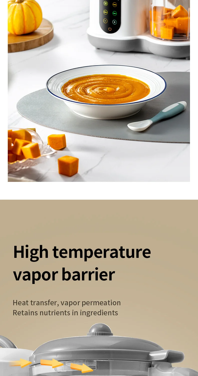 Multifunctional Baby Food Maker Automatic Baby Food Processor Steamer Food Mills Puree Blender Milk Warmer With Temp Display