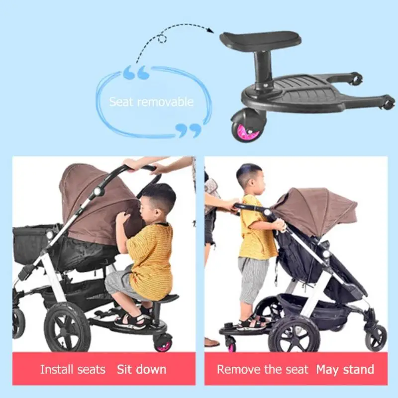 Children Stroller Pedal Adapter Stroller Accessorie Second Children Auxiliary Trailer Twins Scooter Kid Standing Plate with Seat