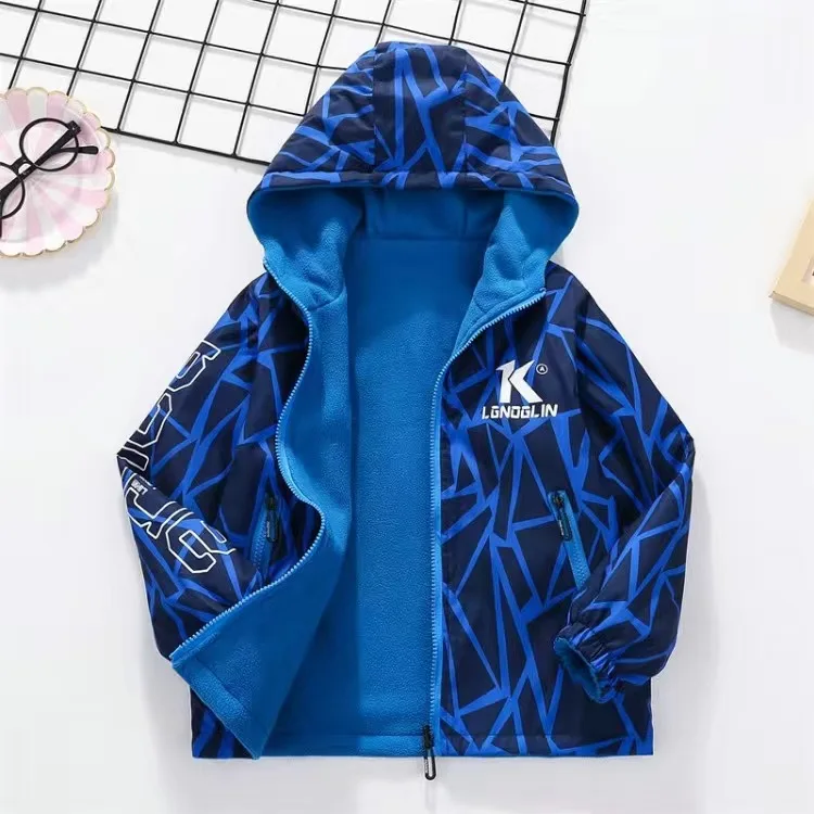 Autumn Children's Clothes Double-sided Wear Jacket Fleece Coat Boy Waterproof Windproof Children Outerwear Sport Jacket For Boys