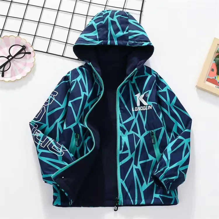 Autumn Children's Clothes Double-sided Wear Jacket Fleece Coat Boy Waterproof Windproof Children Outerwear Sport Jacket For Boys