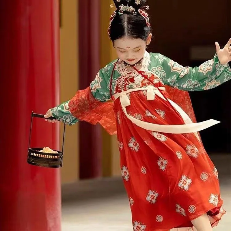 Chinese Hanfu New Retro Girls' Dress Imitation Tang Dynasty Children's Dress