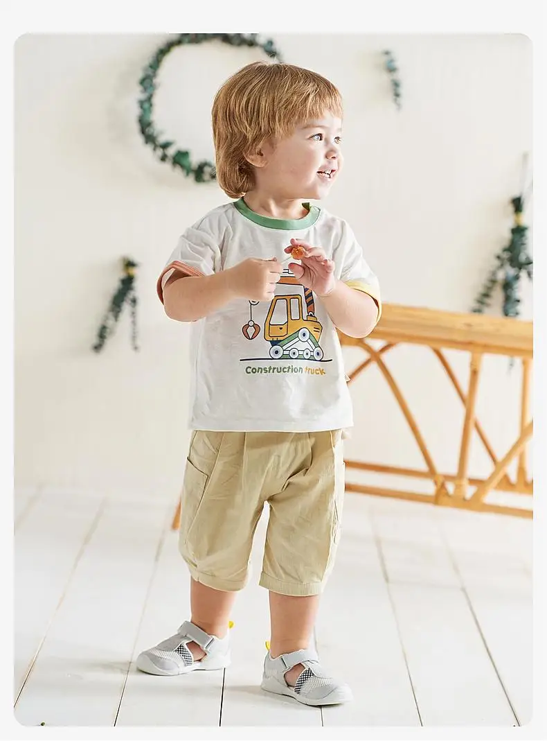 Dave Bella 2025 New Summer Boy’s Baby T-Shirt Children Top Cotton Short Sleeve Undershirt Cartoon Casual Outdoor Sport DB2240686