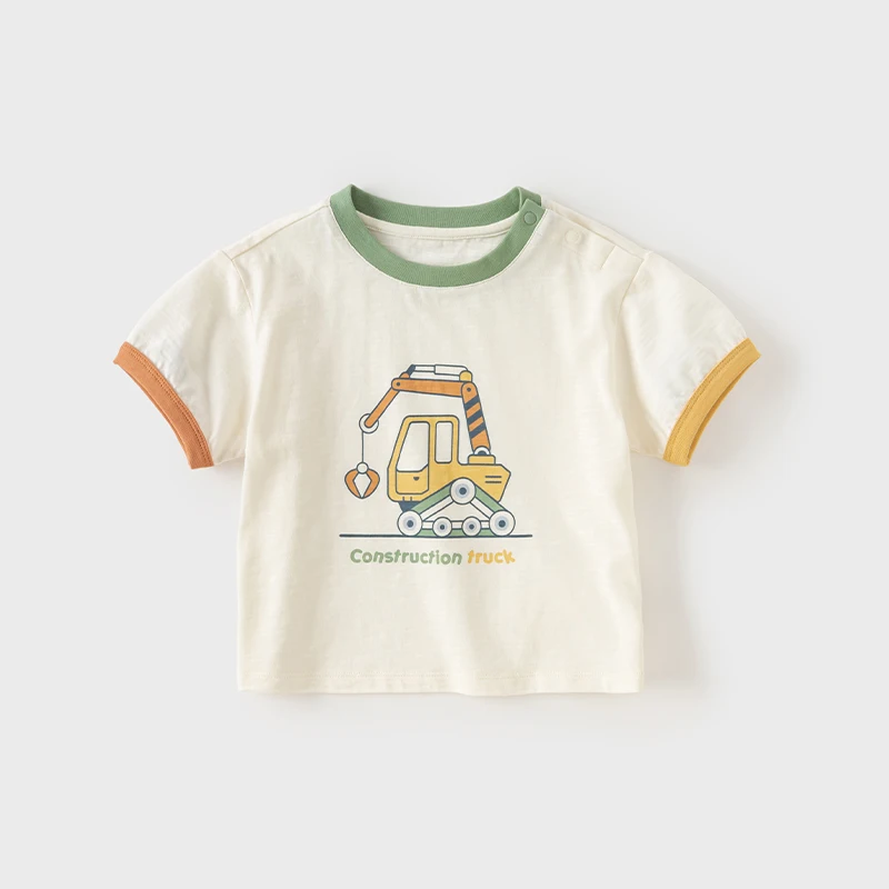 Dave Bella 2025 New Summer Boy’s Baby T-Shirt Children Top Cotton Short Sleeve Undershirt Cartoon Casual Outdoor Sport DB2240686