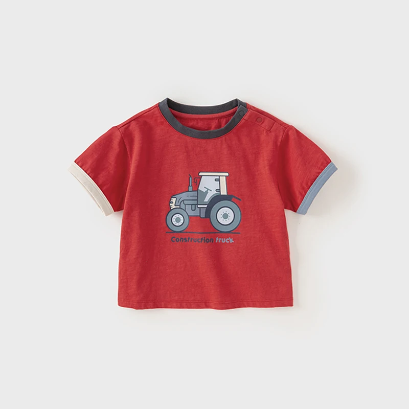 Dave Bella 2025 New Summer Boy’s Baby T-Shirt Children Top Cotton Short Sleeve Undershirt Cartoon Casual Outdoor Sport DB2240686