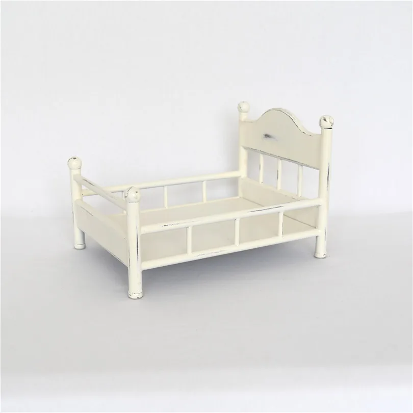 Vintage Stain Foldable Iron Bed Newborn Photography Props Baby Mini Rustic Bed Photo Shoot