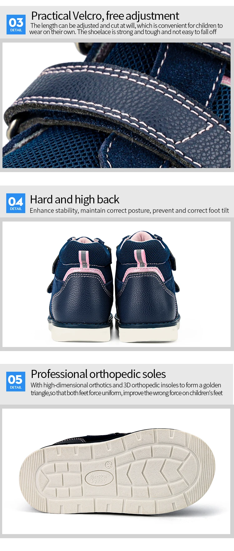 Princepard Children's Orthopedic Sneakers Kids Casual Shoes for Girl Boy New Autumn High Back Footwear with Ankle Support