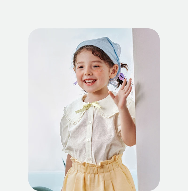 Mini Bala Girls Soft Breathable Cute Cotton Short Sleeve Shirt Lightweight Summer Baby Children Top 2025 New