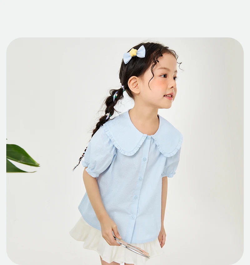Mini Bala Girls Soft Breathable Cute Cotton Short Sleeve Shirt Lightweight Summer Baby Children Top 2025 New