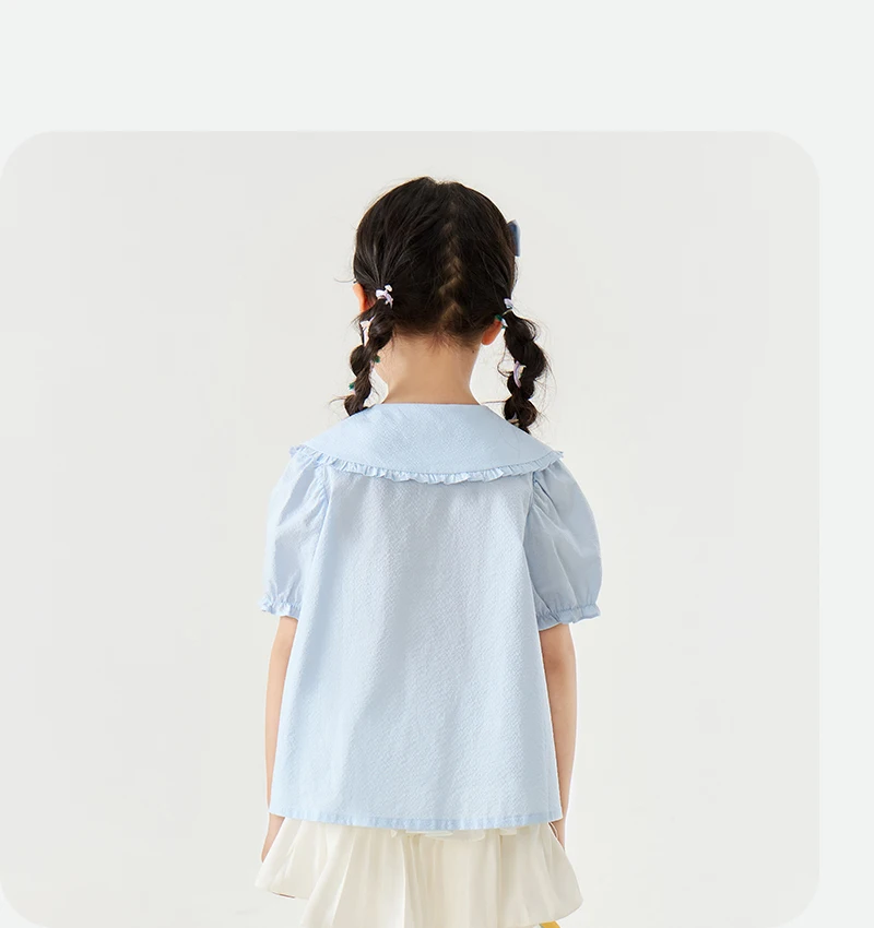 Mini Bala Girls Soft Breathable Cute Cotton Short Sleeve Shirt Lightweight Summer Baby Children Top 2025 New