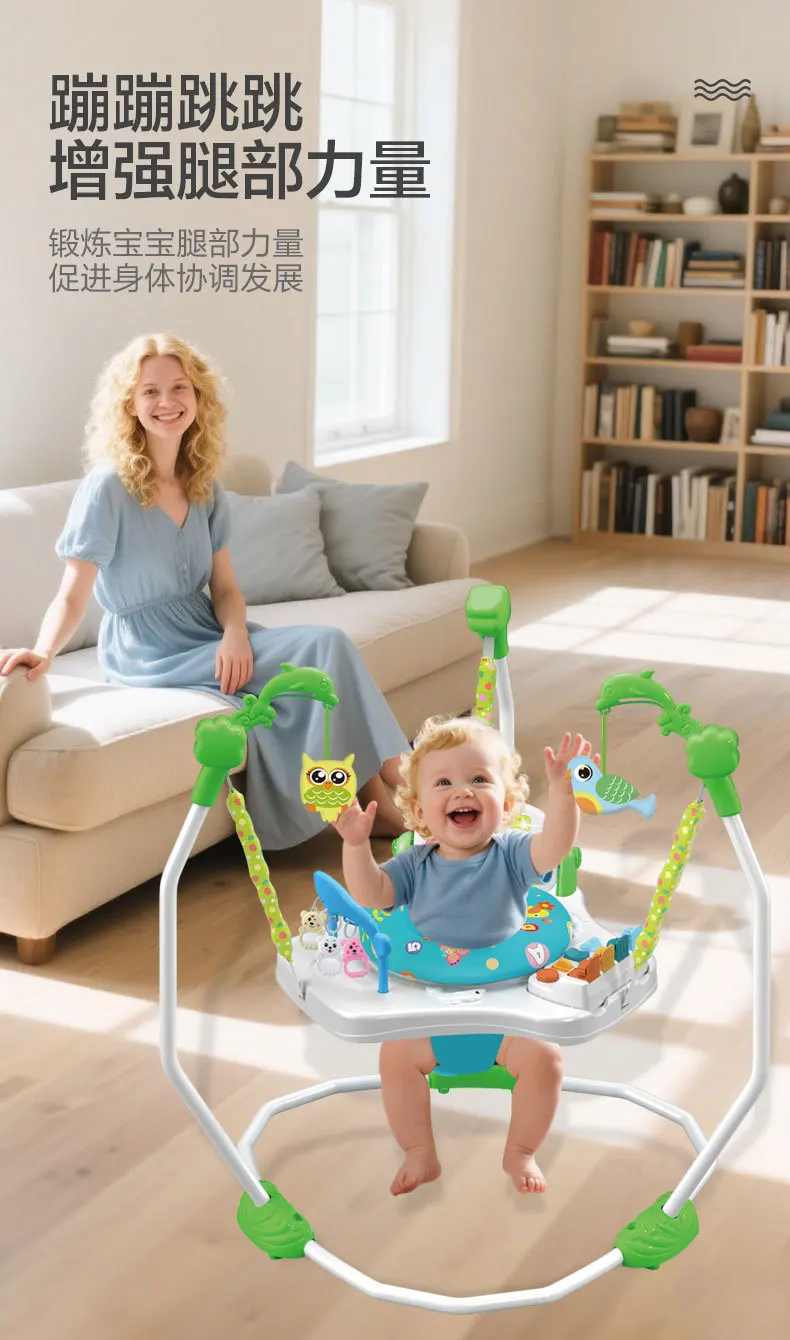 Baby Jumping Chair with Lighting and Music Function Baby Fitness Interactive Jumping Bouncing Baby Coaxing Toy