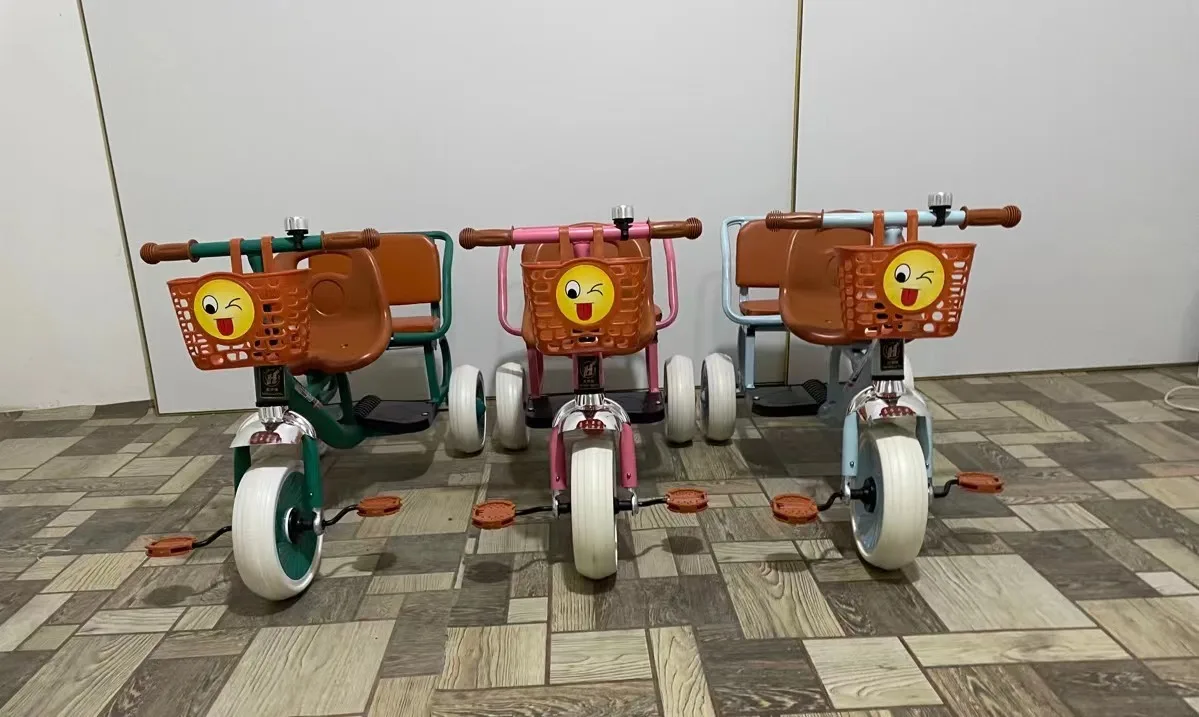 Children's Tricycle Reversible 3 Wheel Bicycle Double Twin Baby Stroller 2 Infants 1-3-6 Years Old Child Double Seat Trike