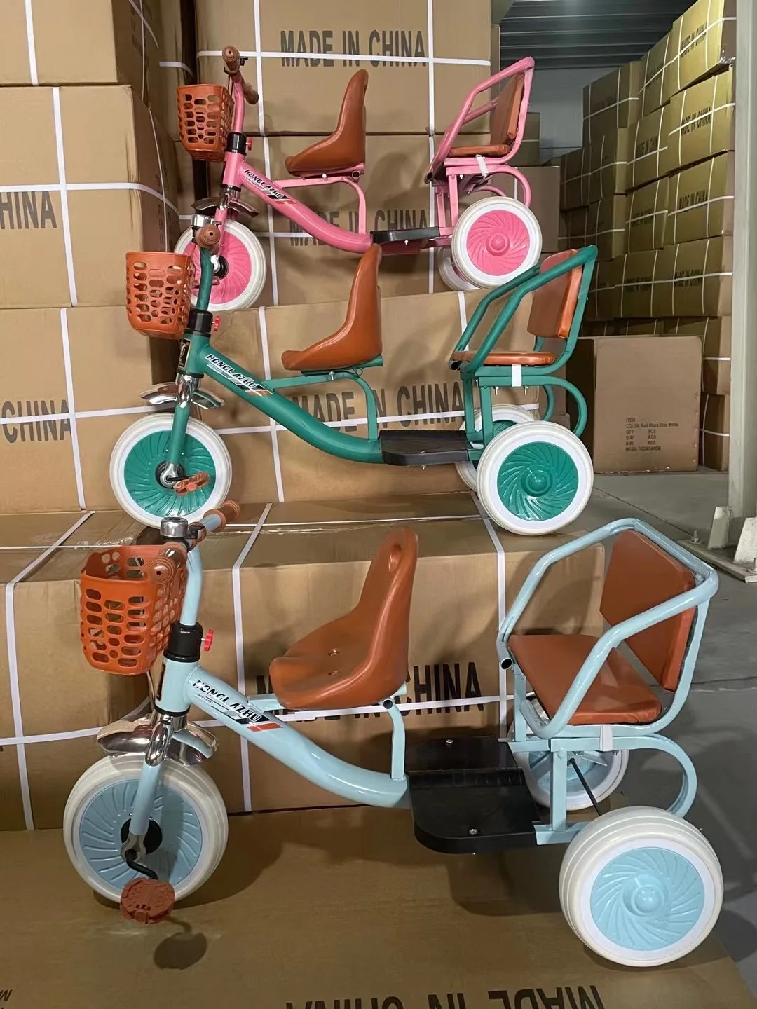Children's Tricycle Reversible 3 Wheel Bicycle Double Twin Baby Stroller 2 Infants 1-3-6 Years Old Child Double Seat Trike