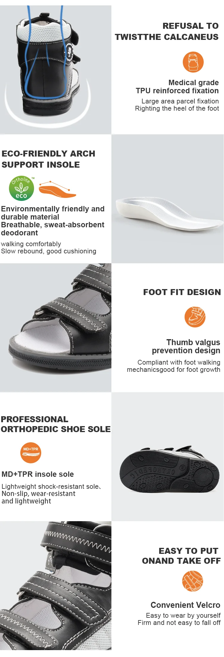 Kids Orthopedic Sandals,Princepard Toddlers Corrective Shoes for Boys and Girls Correct Feet Issues Toe Walking Flat Foot