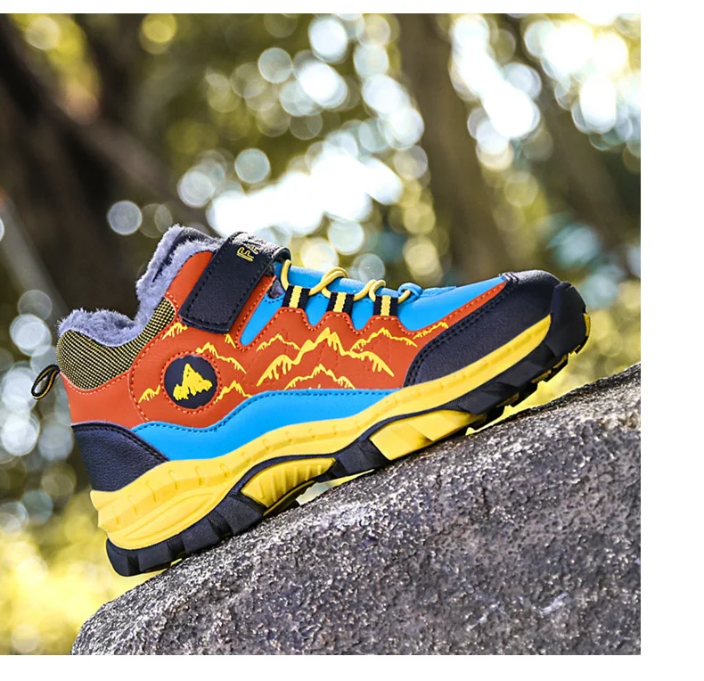 Winter Warm Fur Children Shoes Boys Non-slip Snow Ankle Boots Leather Autumn Casual Sneakers Waterproof Hook Loop Kids Footwear