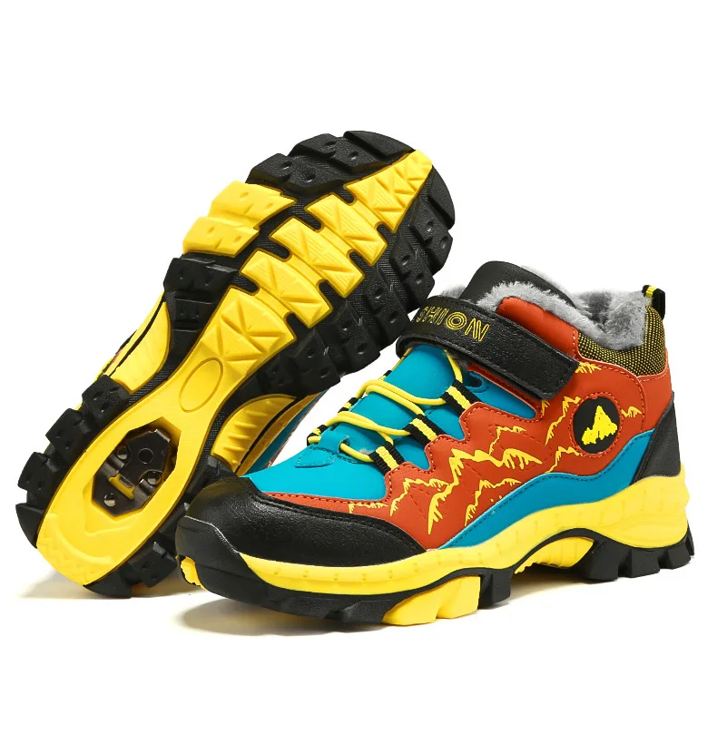 Winter Warm Fur Children Shoes Boys Non-slip Snow Ankle Boots Leather Autumn Casual Sneakers Waterproof Hook Loop Kids Footwear