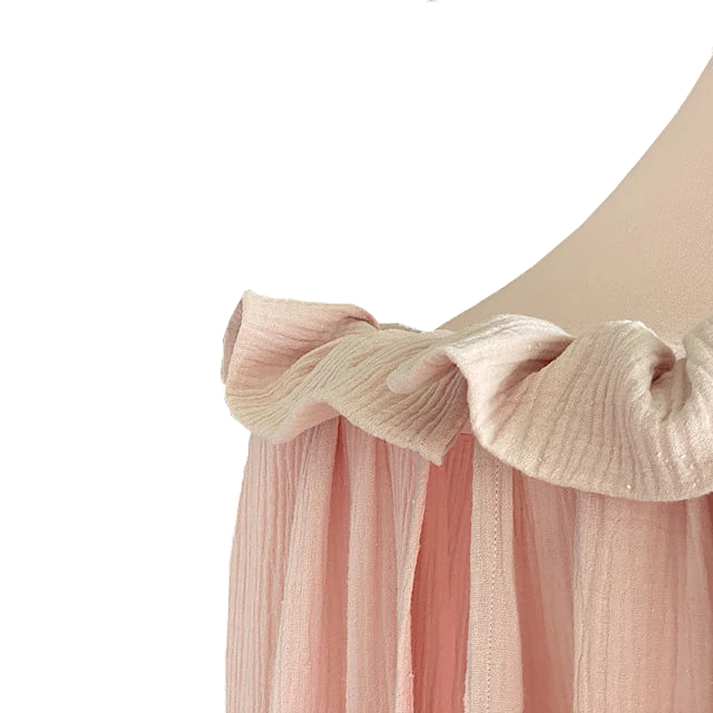 Premium 100% Cotton Muslin Hanging Dome Curtain with Frills Baby Bed Canopy for Kids Room