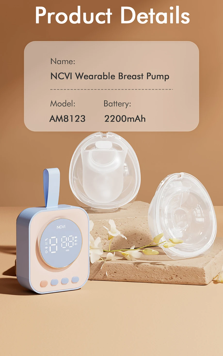 NCVI Hands Free Wearable Breast Pump, Combined with Strong Motor and Wearable Cups, 4 Modes 9 Levels, 21/24/28mm, Low Noise