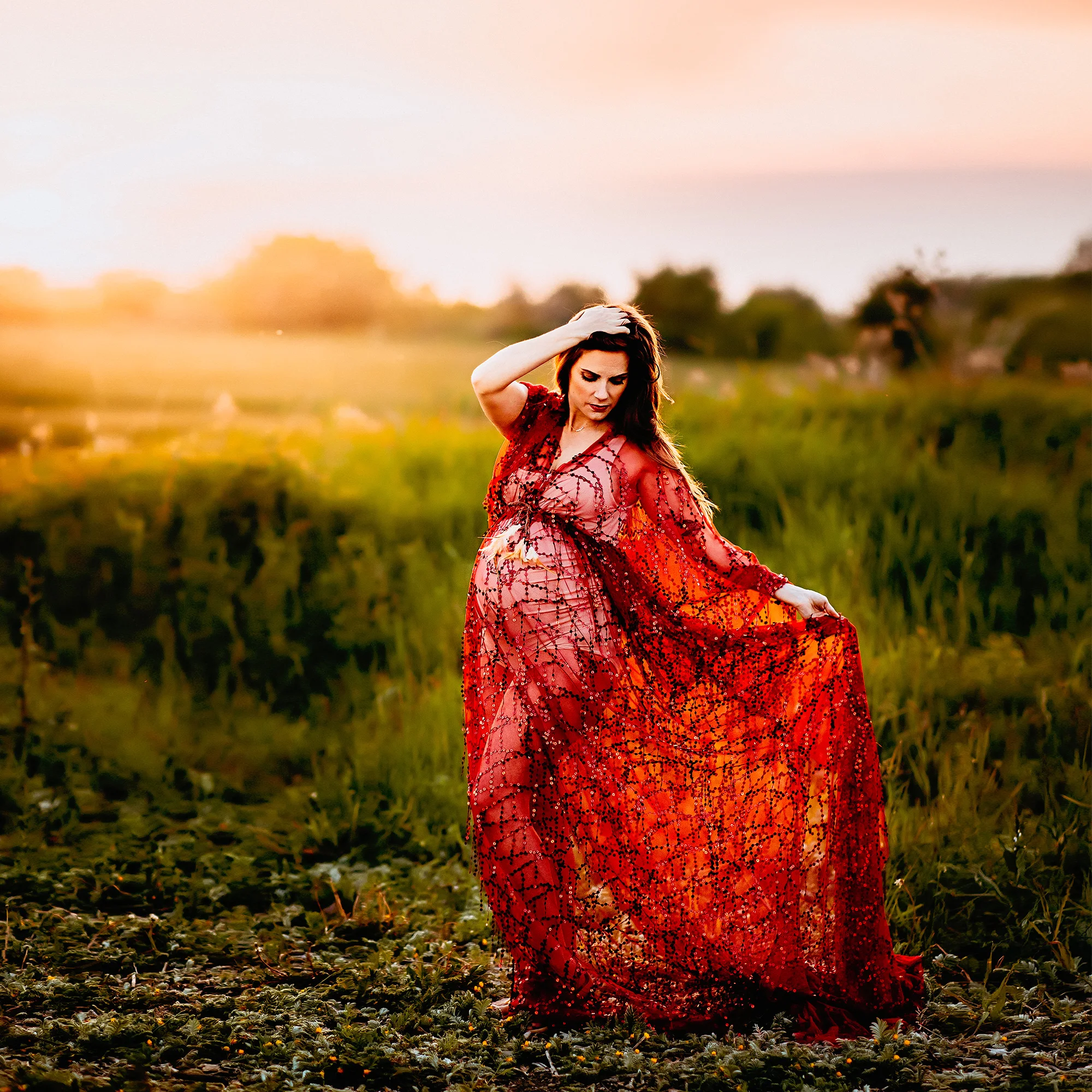 Don&Judy Sequin Maxi Maternity Photo Shoot Dress Boho Evening Party Gown Pregnancy Women Photography Dresses Baby Shower Gift