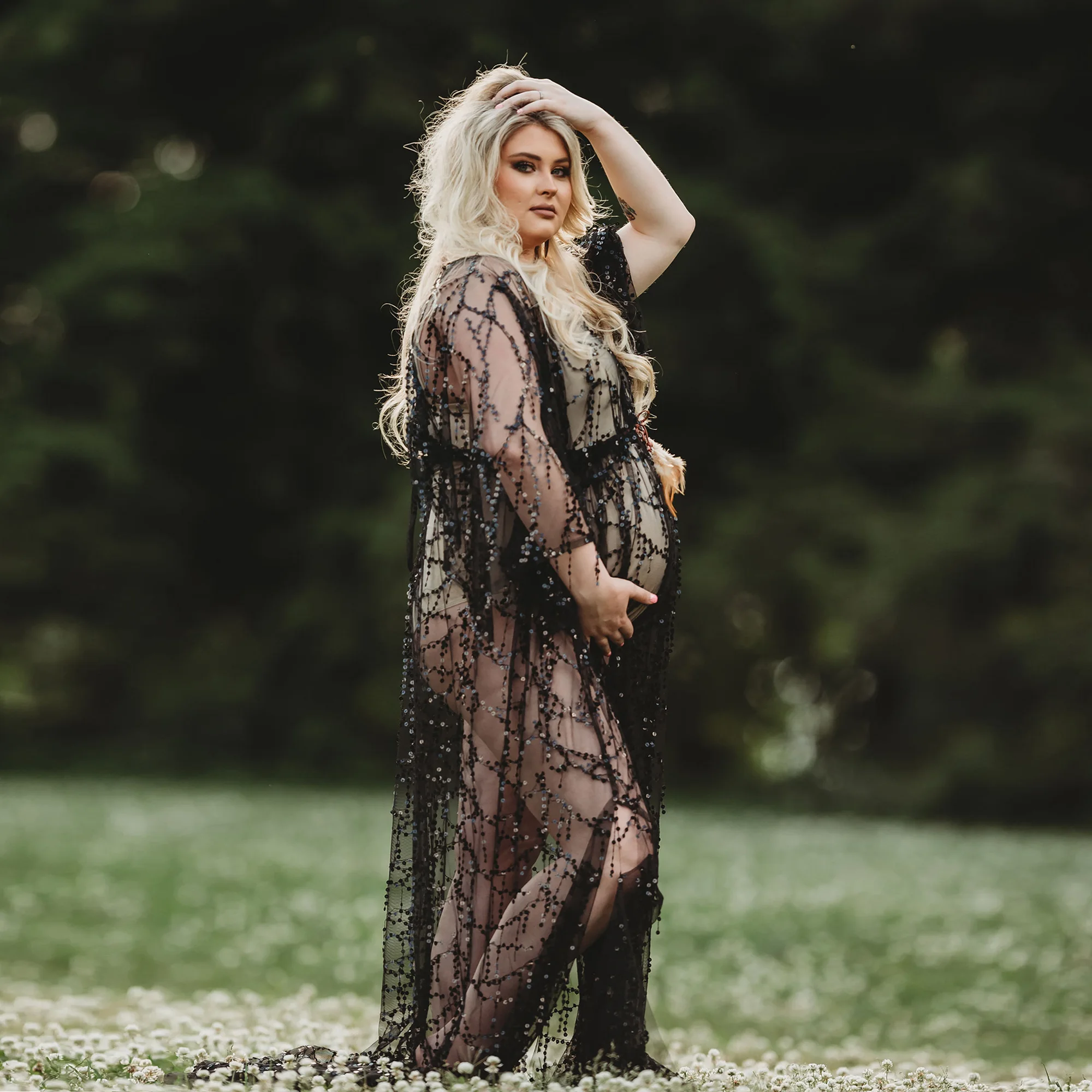 Don&Judy Sequin Maxi Maternity Photo Shoot Dress Boho Evening Party Gown Pregnancy Women Photography Dresses Baby Shower Gift