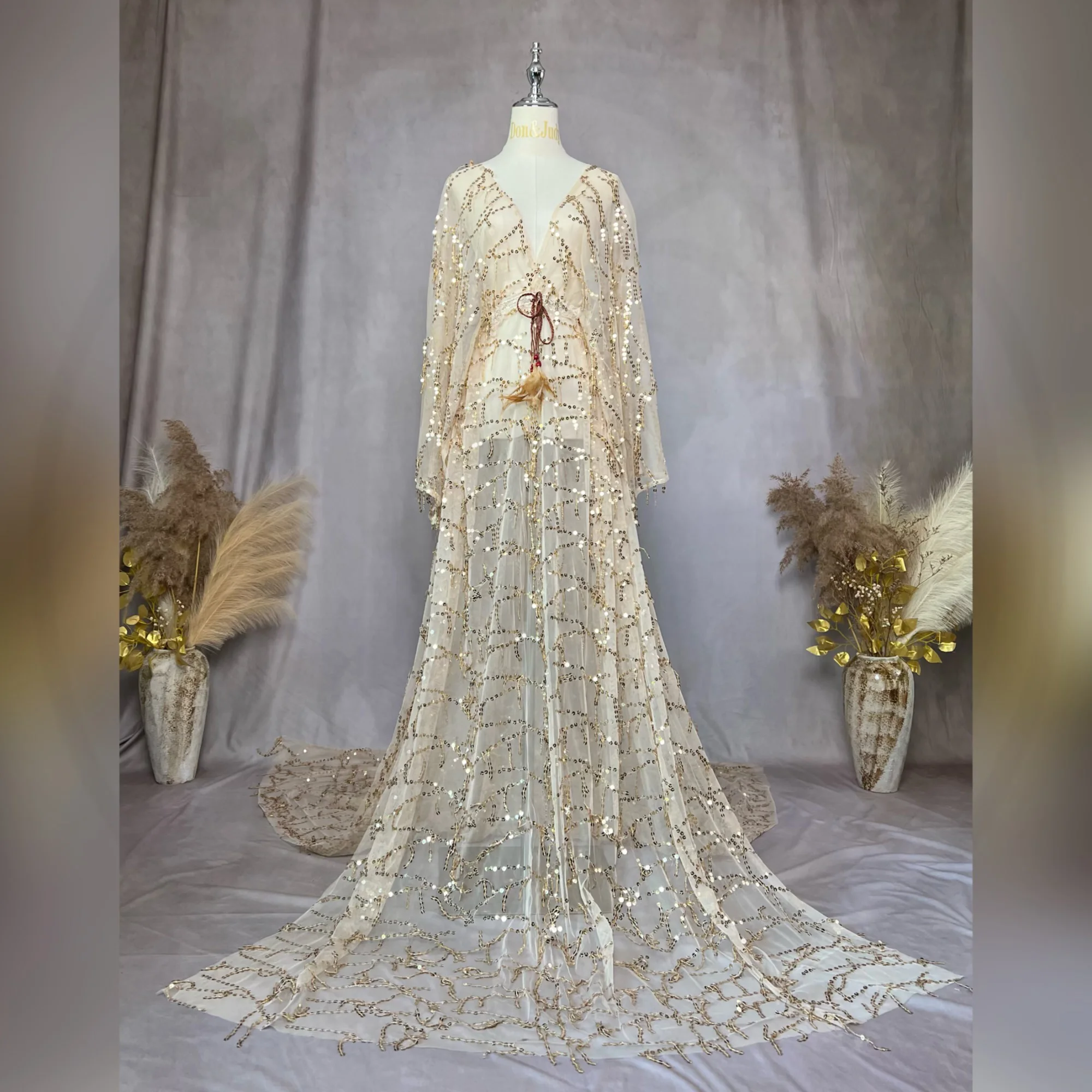 Don&Judy Sequin Maxi Maternity Photo Shoot Dress Boho Evening Party Gown Pregnancy Women Photography Dresses Baby Shower Gift