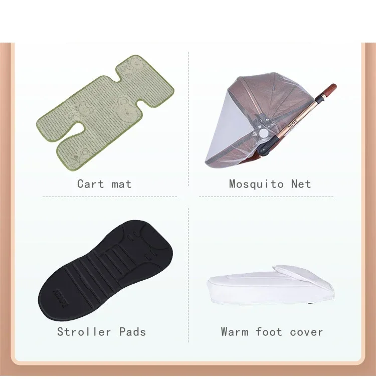 Baby Stroller 3in1 Two-way High Landscape Baby Carriage PU Leather Foldable Shock-absorbing Eggshell Stroller 2in1