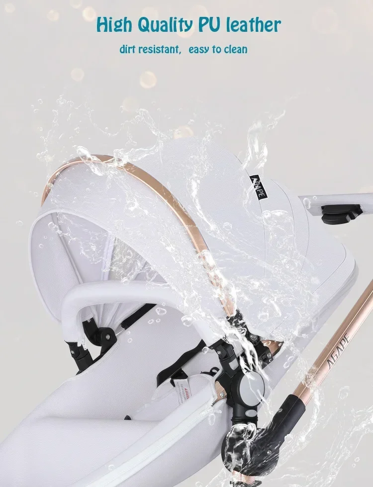 Baby Stroller 3in1 Two-way High Landscape Baby Carriage PU Leather Foldable Shock-absorbing Eggshell Stroller 2in1