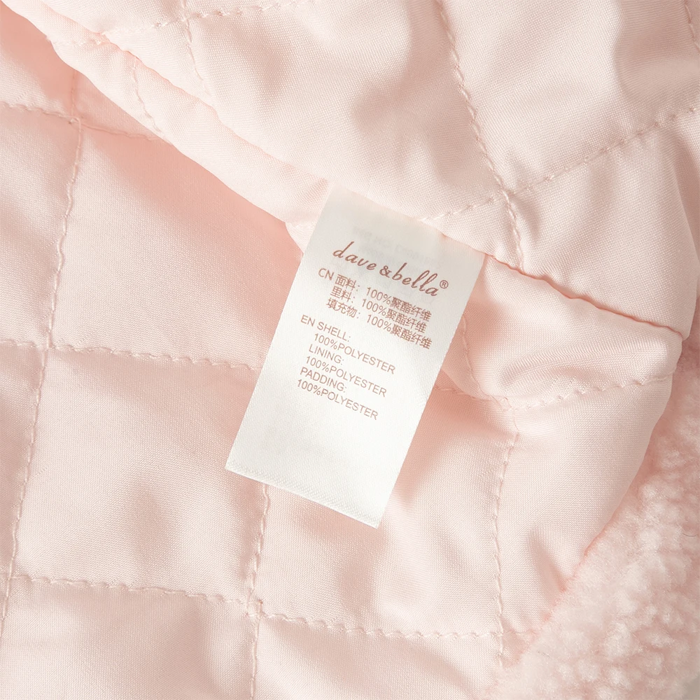 Dave Bella Girls Coat Winter Autumn Children Plush Thicken Jacket Long Sleeve Pink Casual Outerwear Warm Kids Clothing DB4253816