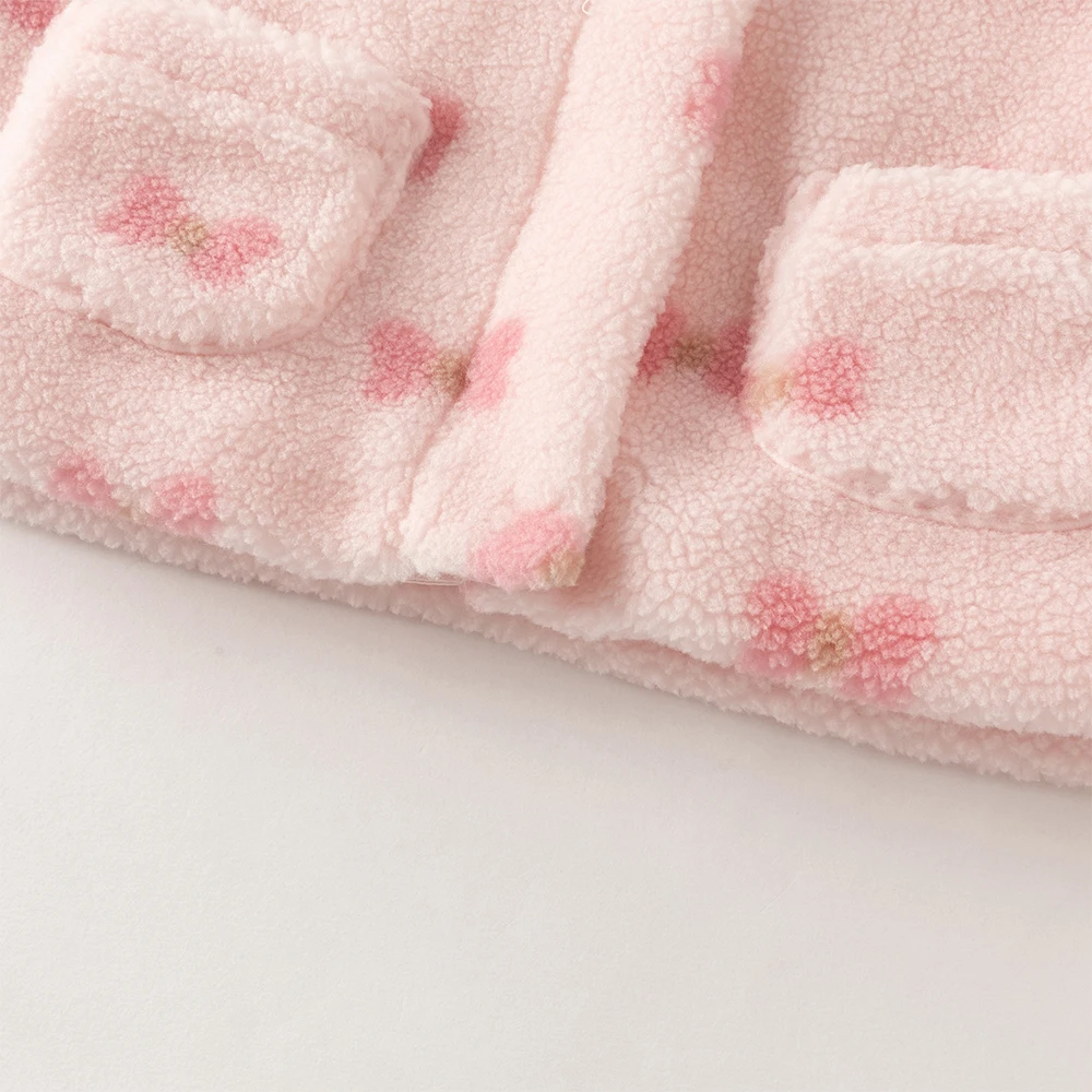 Dave Bella Girls Coat Winter Autumn Children Plush Thicken Jacket Long Sleeve Pink Casual Outerwear Warm Kids Clothing DB4253816