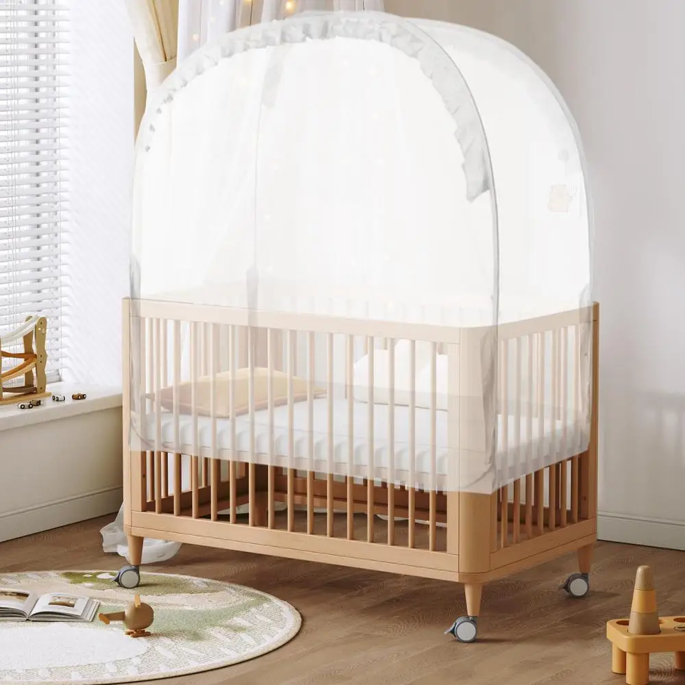 Pop Up Baby Crib Tent Crib Cover Canopy Breathable Mesh Baby Tents Keep Baby from Climbing out Bed Protection Anti-mosquito Tent
