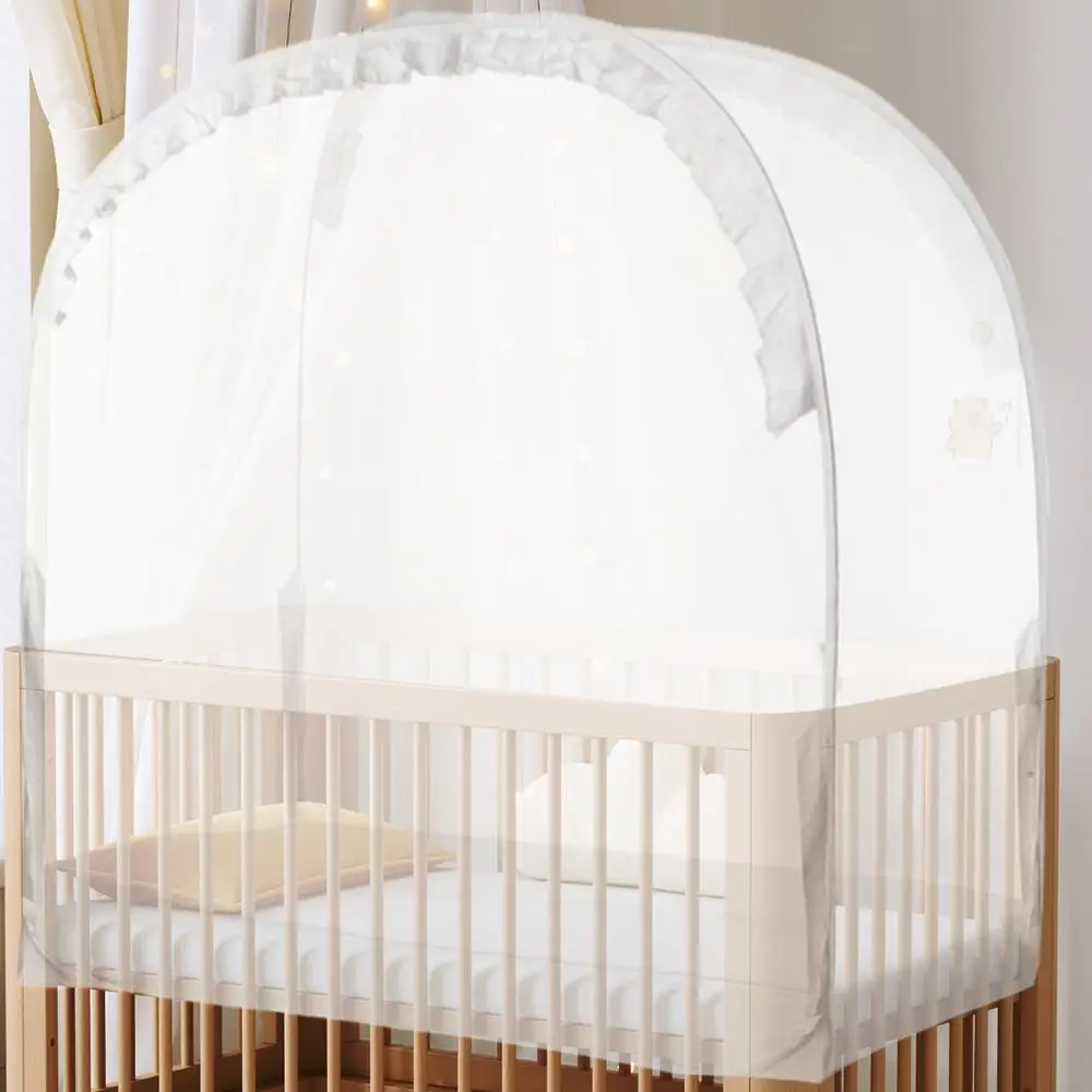 Pop Up Baby Crib Tent Crib Cover Canopy Breathable Mesh Baby Tents Keep Baby from Climbing out Bed Protection Anti-mosquito Tent