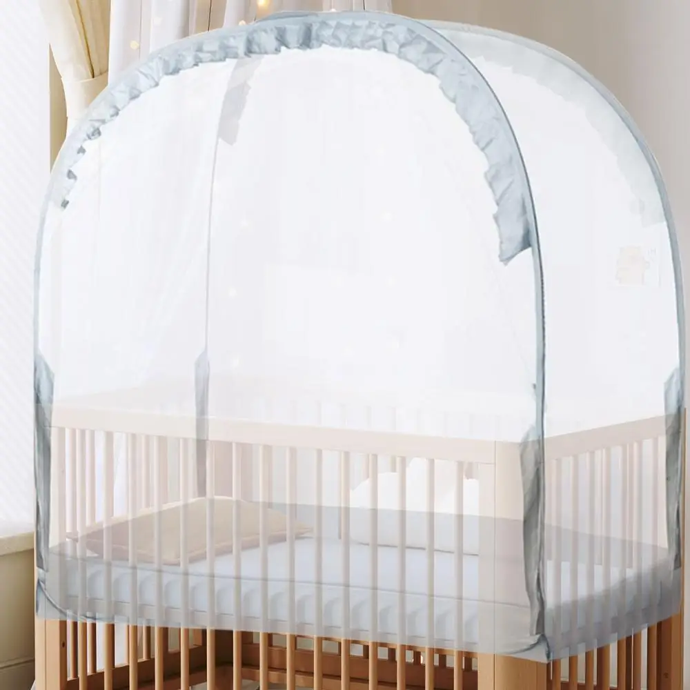 Pop Up Baby Crib Tent Crib Cover Canopy Breathable Mesh Baby Tents Keep Baby from Climbing out Bed Protection Anti-mosquito Tent