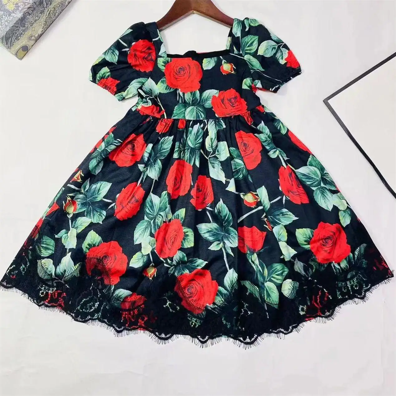 2025 Short Sleeved Leopard Print Baby Dress Yarn Bay Dress for 0-2Y