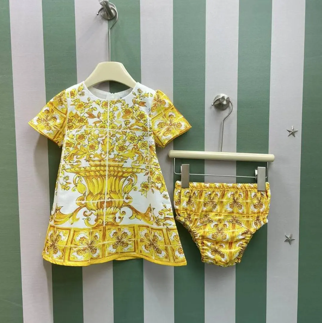 2025 Short Sleeved Leopard Print Baby Dress Yarn Bay Dress for 0-2Y