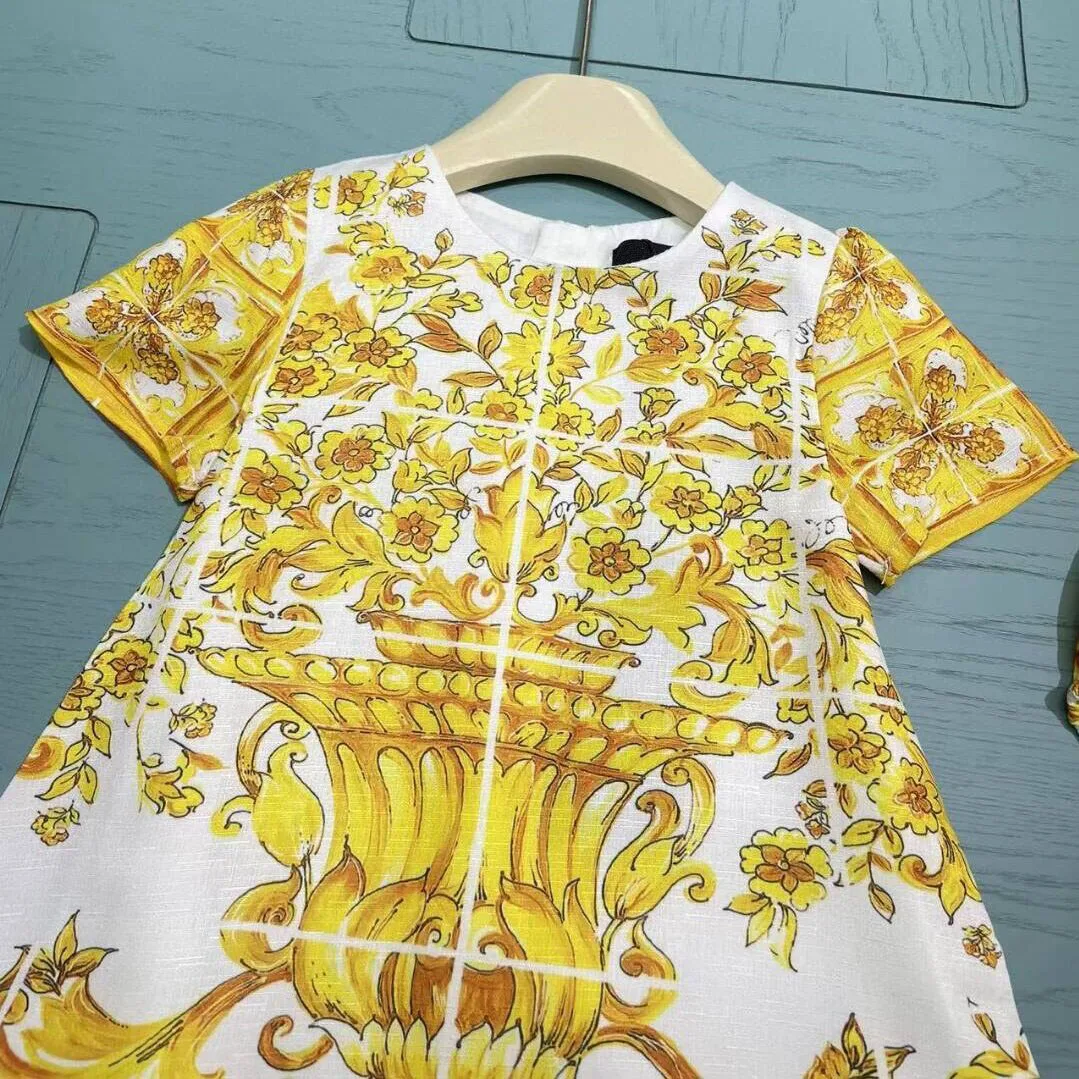 2025 Short Sleeved Leopard Print Baby Dress Yarn Bay Dress for 0-2Y