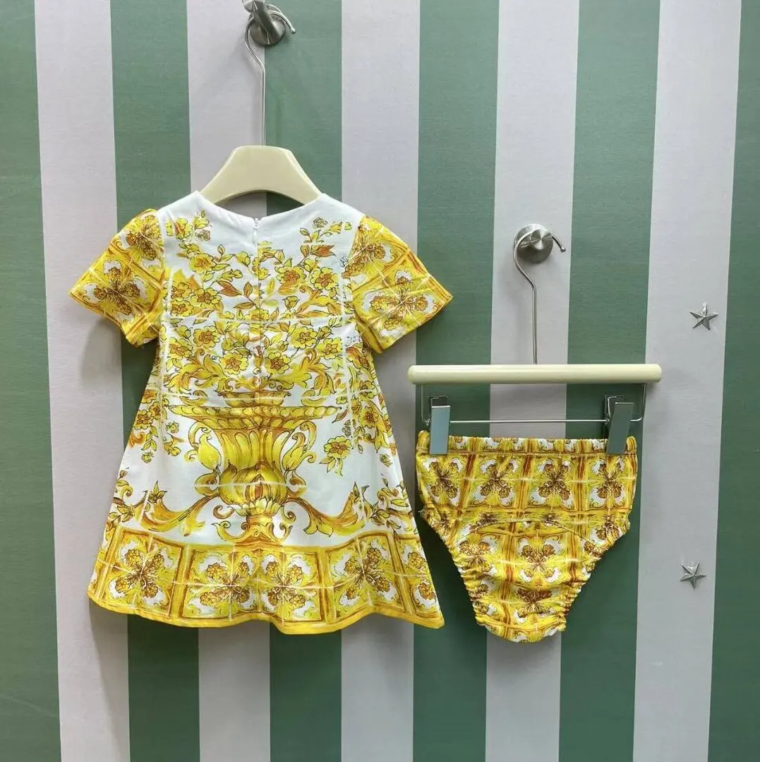 2025 Short Sleeved Leopard Print Baby Dress Yarn Bay Dress for 0-2Y