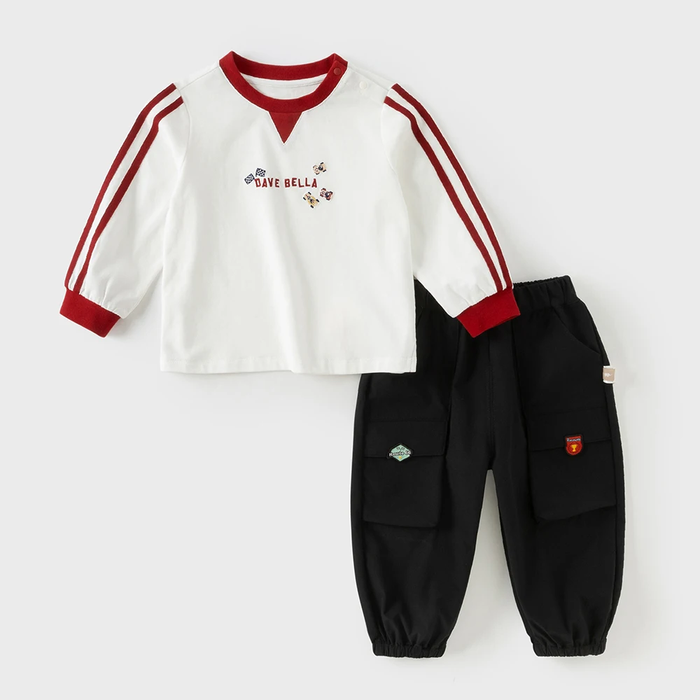Dave Bella Boys Long Sleeve T-Shirt Kids Printed Autumn Spring T-shirt Tops Baby Cotton Casual Outdoor Clothes DB3252919