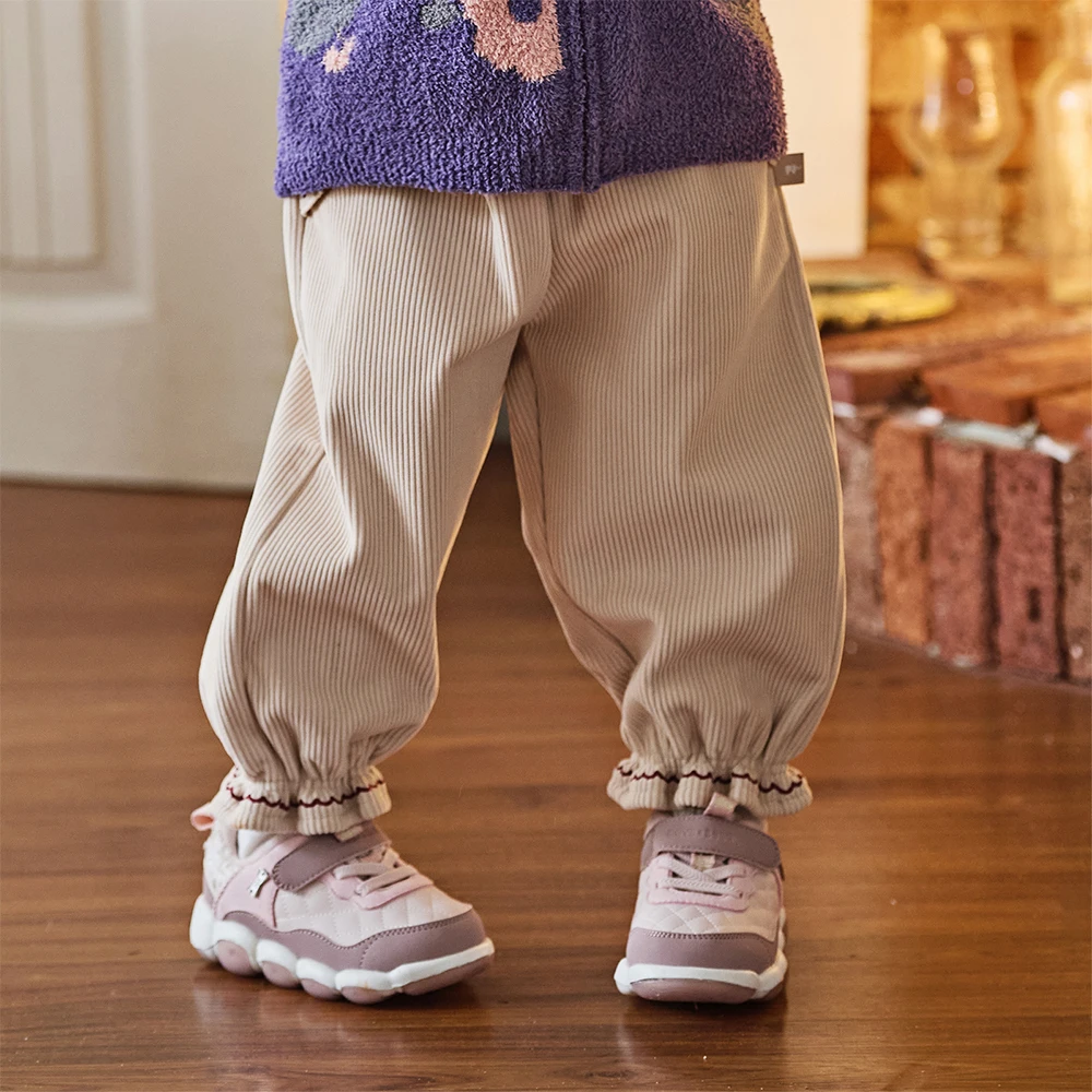 Dave Bella Girls Baby Winter Fashion Casual Pants Loose Comfortable Sweet Cute Embroidery Children's Pants Outdoor DB4253746