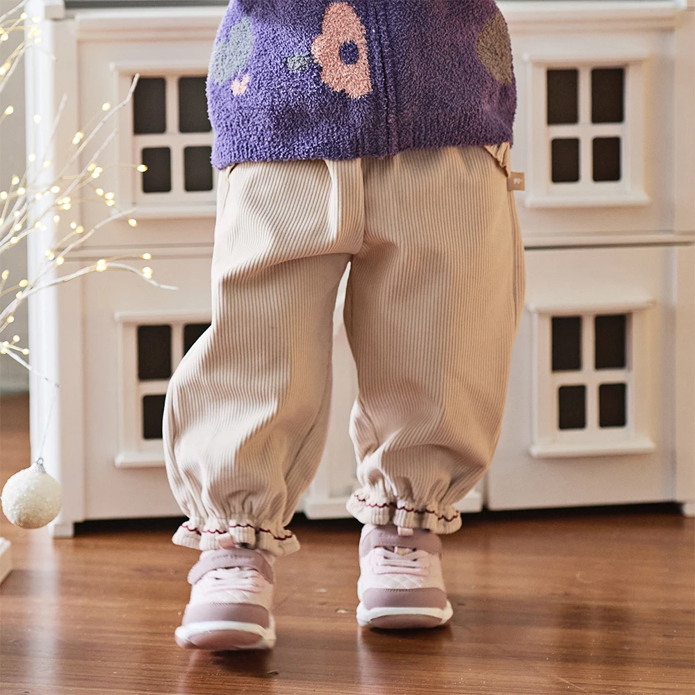Dave Bella Girls Baby Winter Fashion Casual Pants Loose Comfortable Sweet Cute Embroidery Children's Pants Outdoor DB4253746