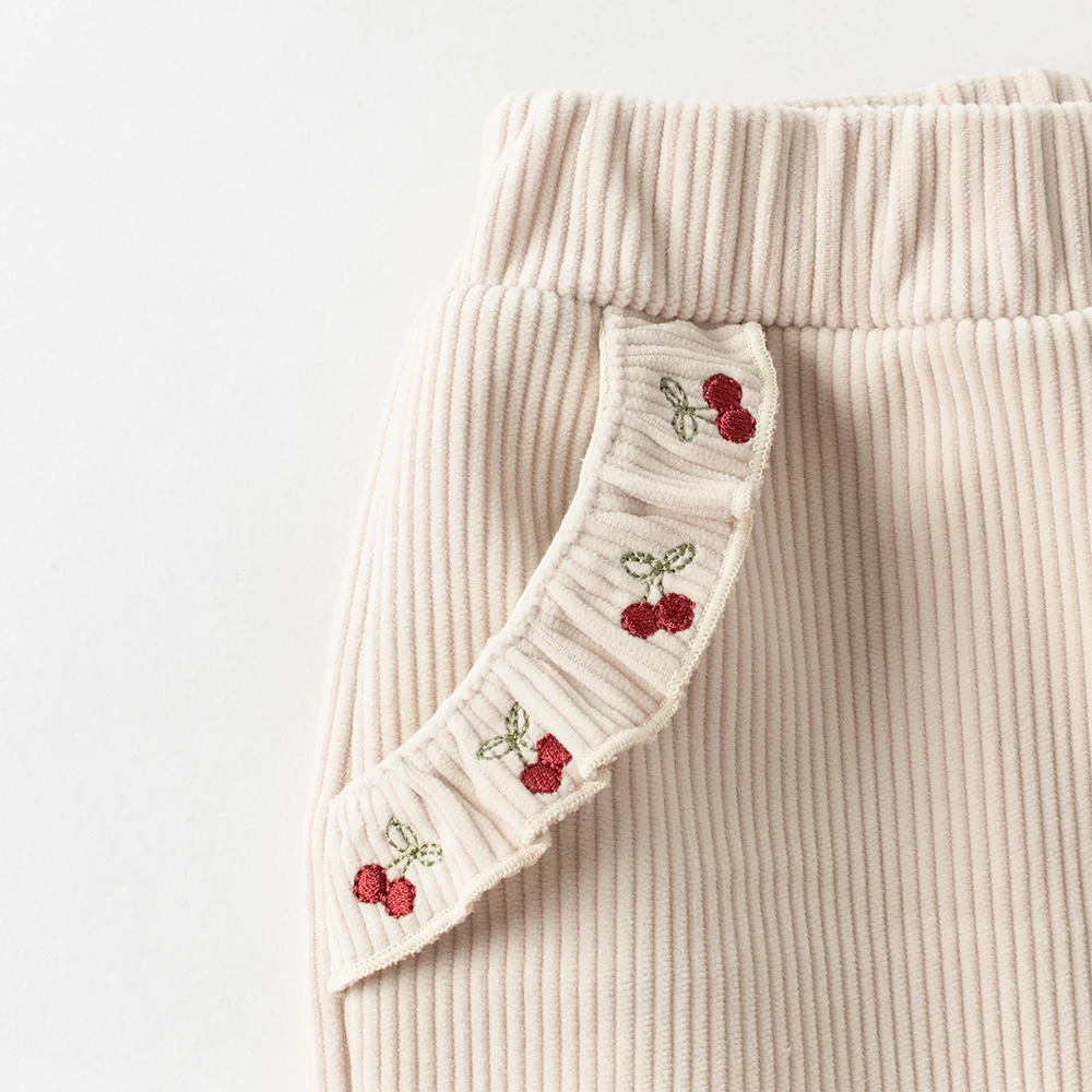 Dave Bella Girls Baby Winter Fashion Casual Pants Loose Comfortable Sweet Cute Embroidery Children's Pants Outdoor DB4253746