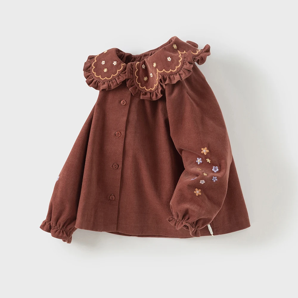 Dave Bella Children's Long sleeves Shirt Fashion Casual Autumn Girl's Sweet Cute Cotton Blouse Baby Tops Gentle Party DB3253165
