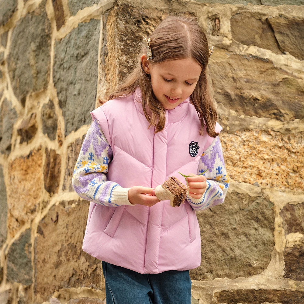 Dave Bella Girls White Down Parka Jacket Children Winter Warm Vest Coats Waterproof Outwear Outdoor Clothes DK4254182